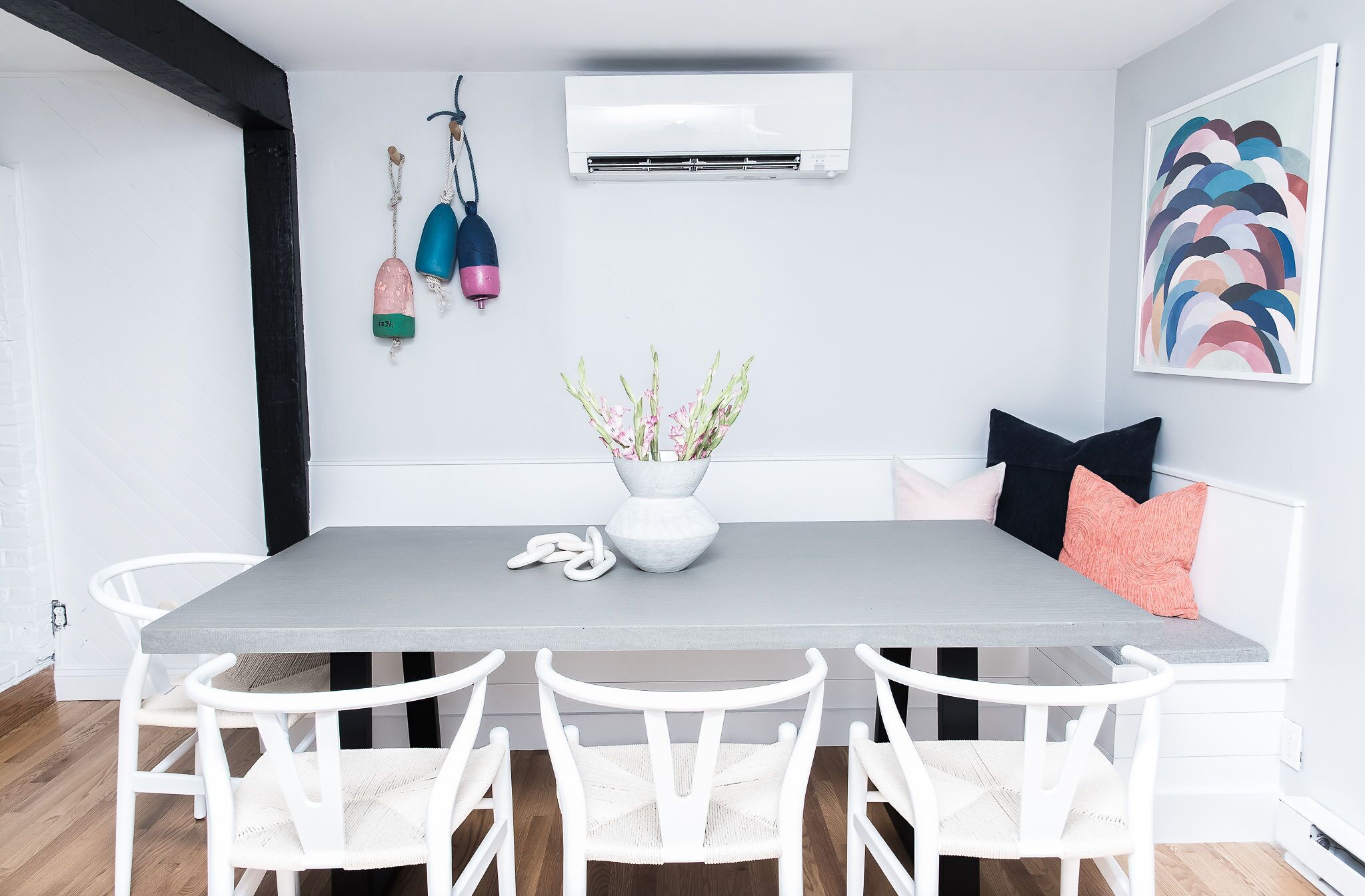 8 Person Dining room table with custom built banquette