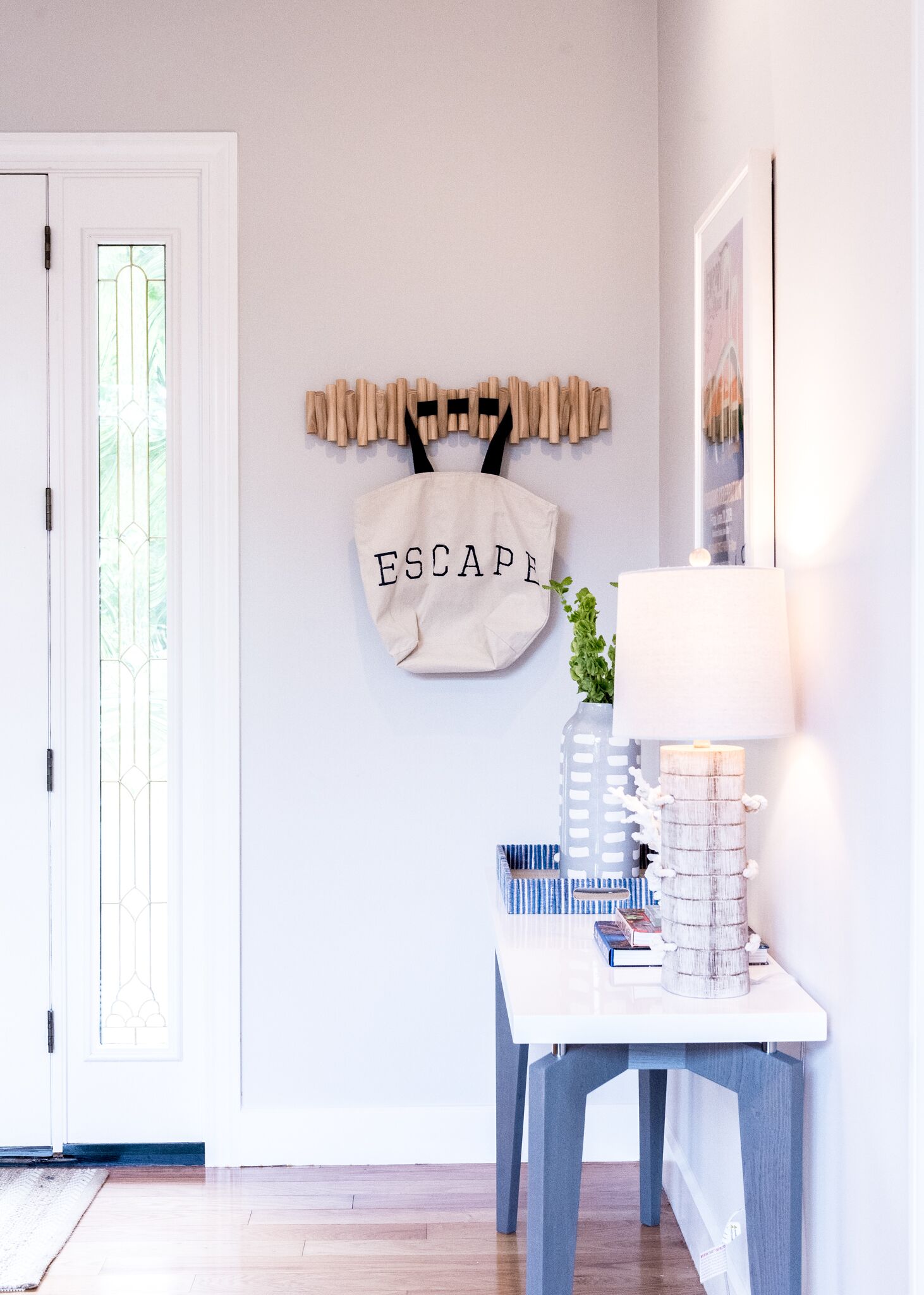 Entry way with Coat Hooks and Guest Book